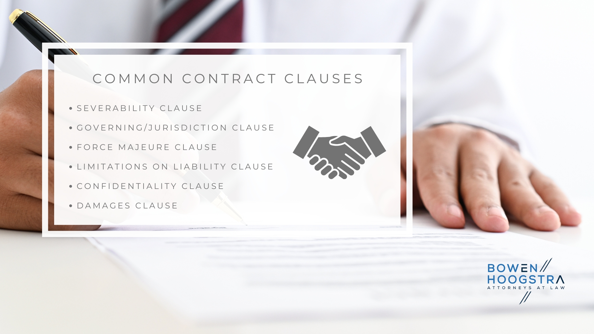 Infographic of the common contract clauses