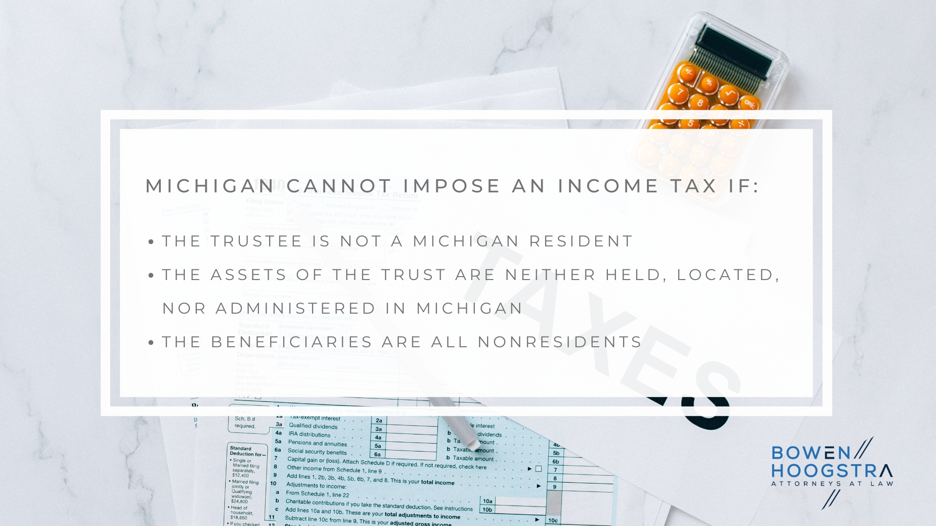 Infographic of Michigan income tax imposition conditions