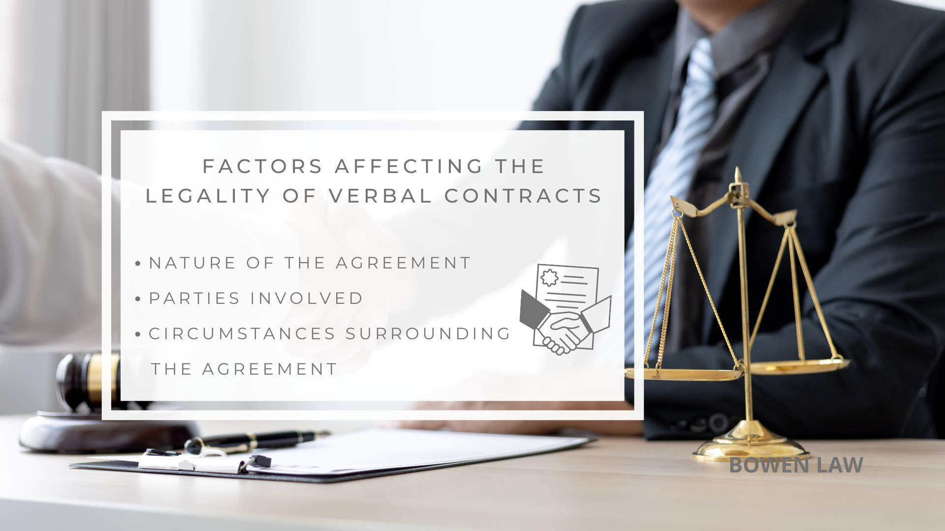 Infographic image of factors affecting the legality of verbal contracts