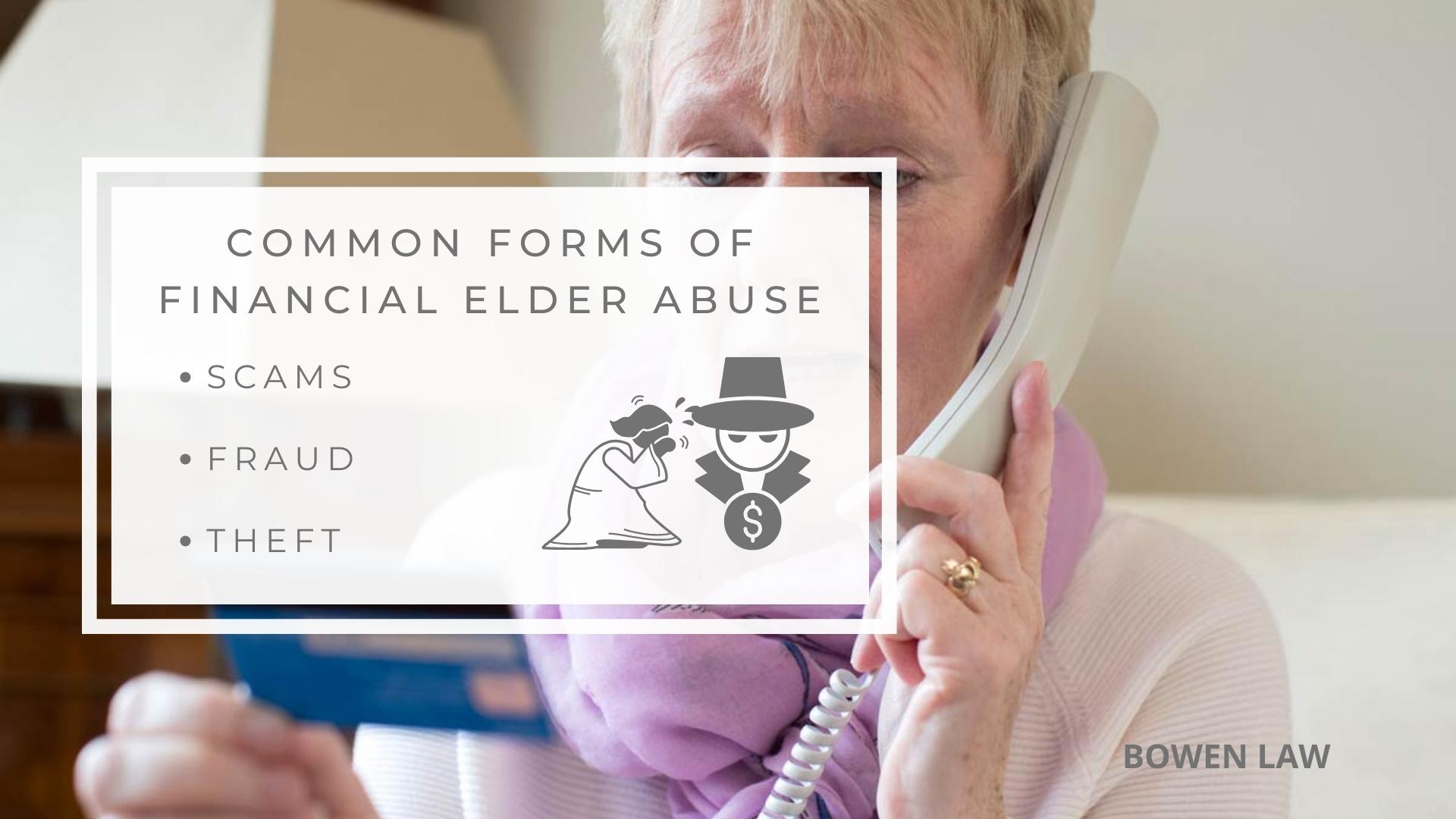 Infographic image of common forms of financial elder abuse