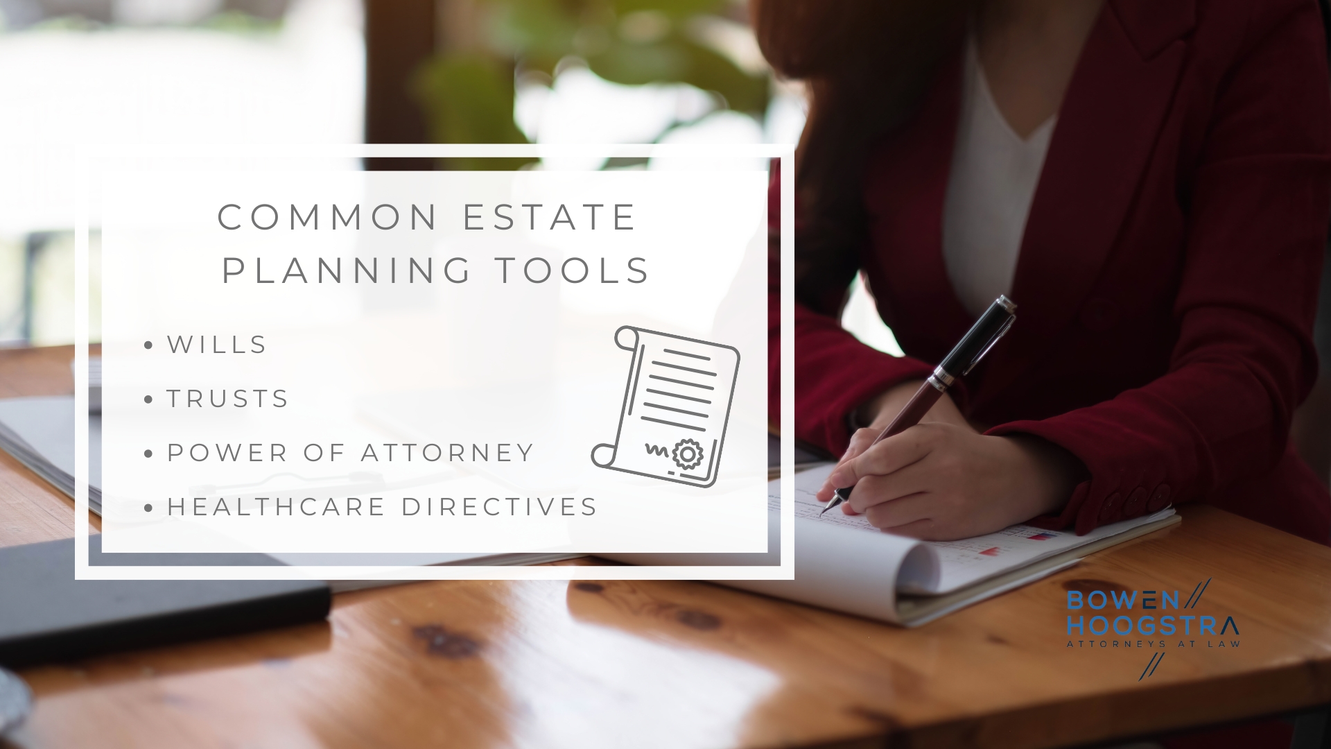 Infographic image of common estate planning tools