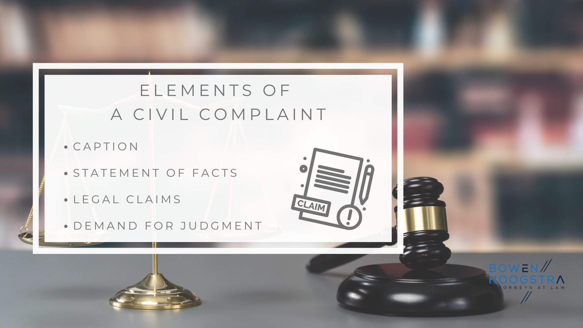 Infographic image of elements of a civil complaint