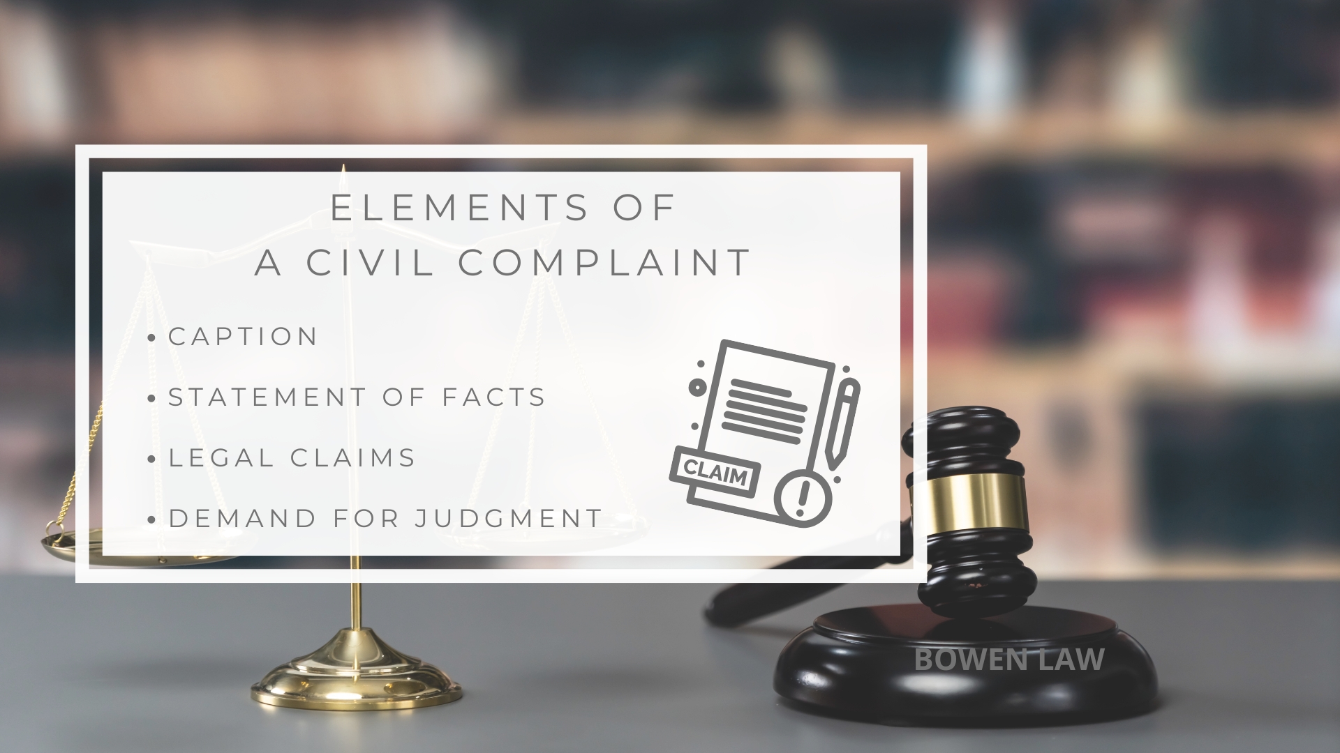 Infographic image of elements of a civil complaint
