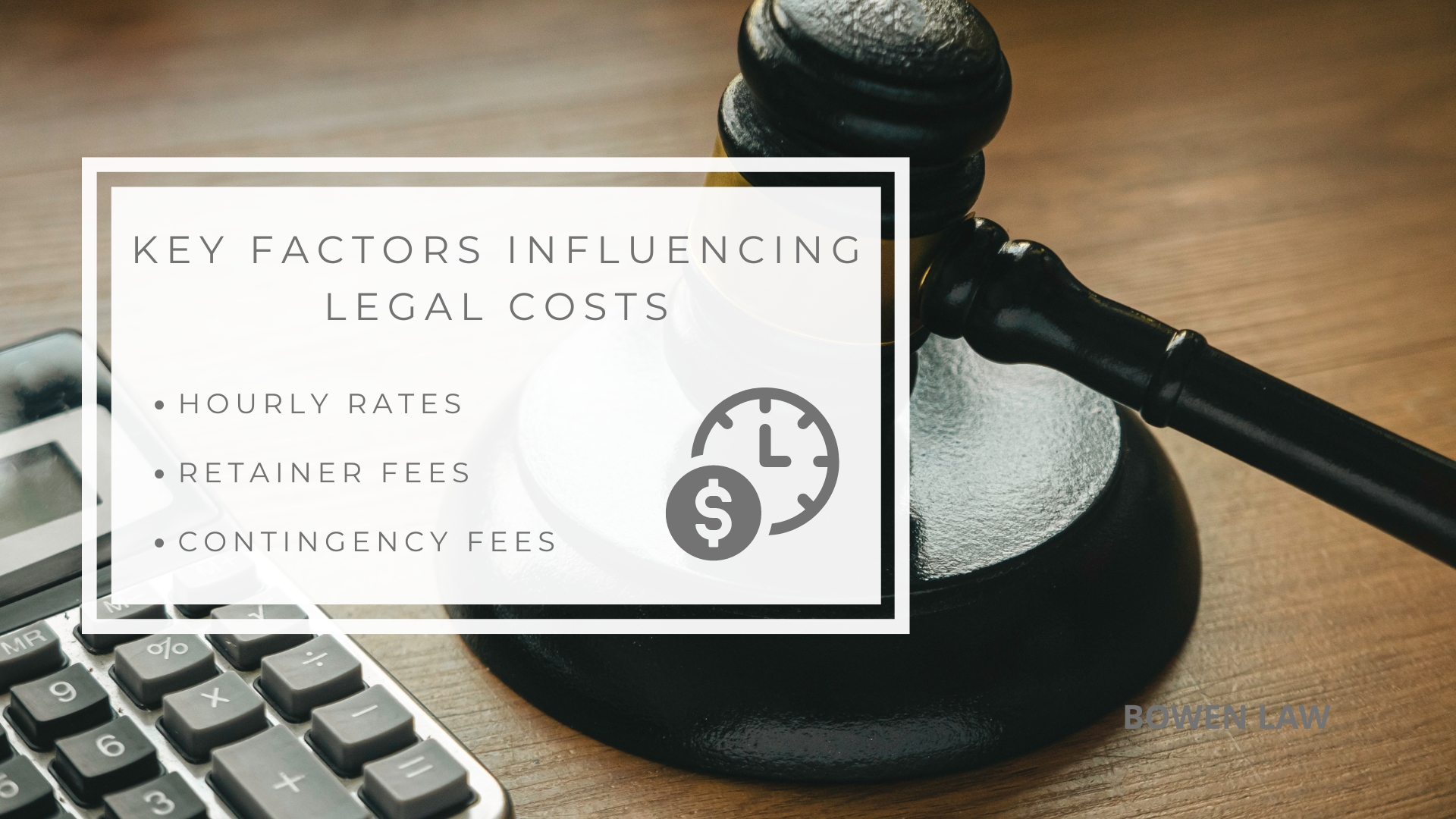 Infographic image of key factors influencing legal costs