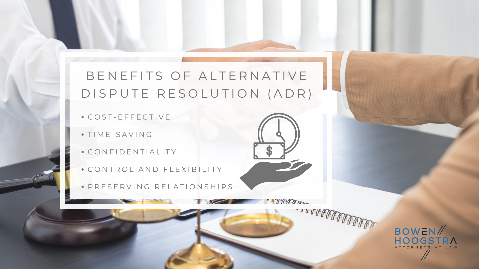 Infographic image of benefits of alternative dispute resolution (ADR)