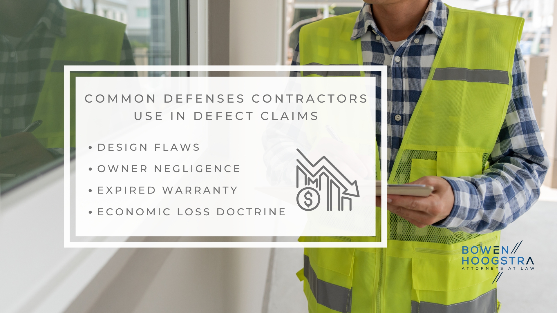 Infographic image of common defenses contractors use in defect claims