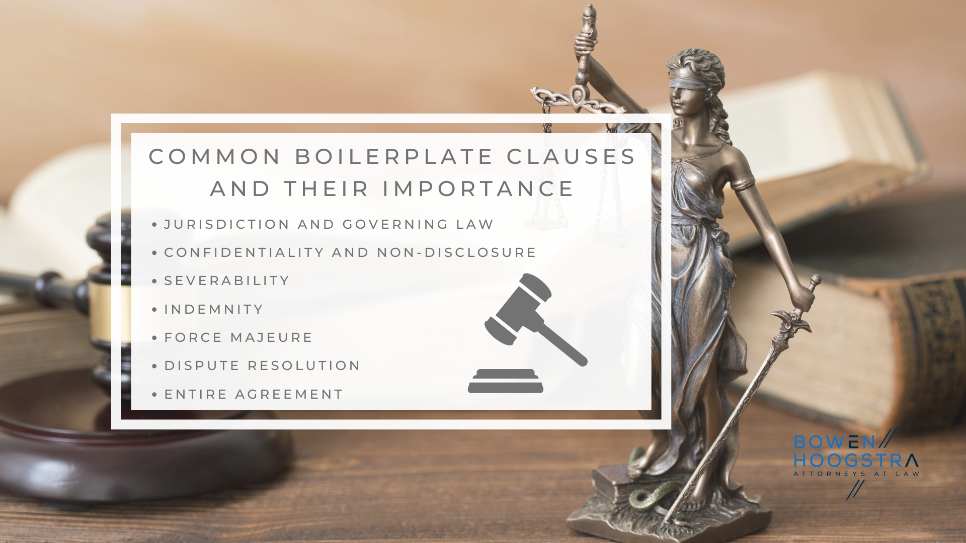 Infographic image of common boilerplate clauses and their importance