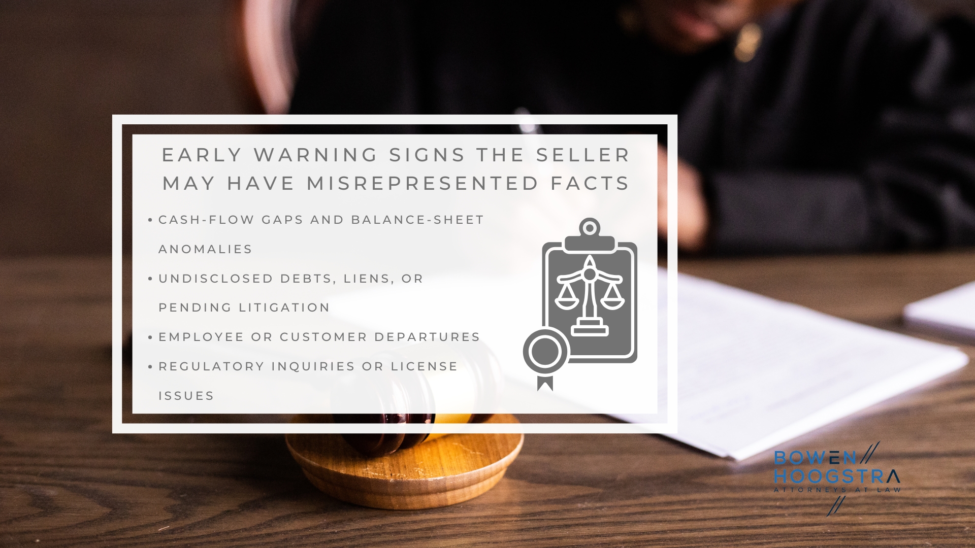 Infographic image of early warning signs the seller may have misrepresented facts