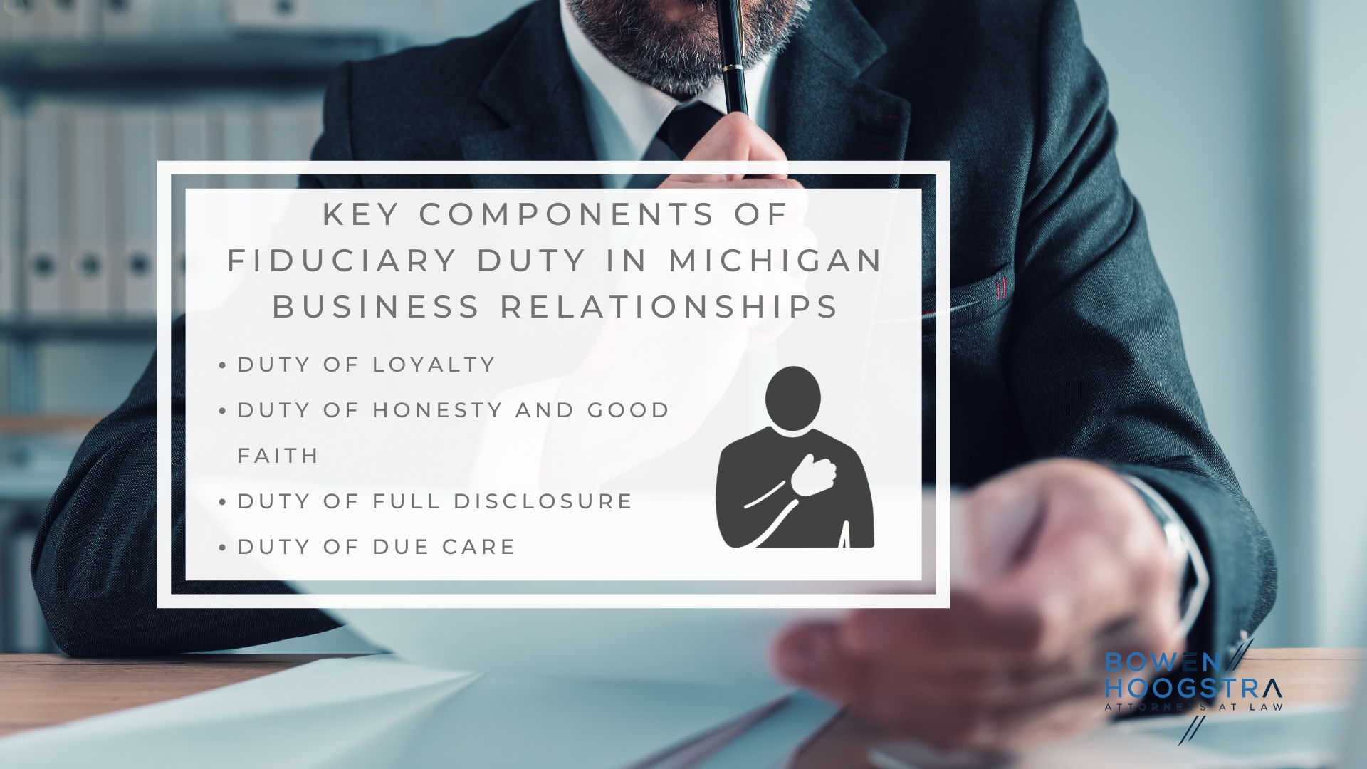 Infographic image of key components of fiduciary duty in Michigan business relationships