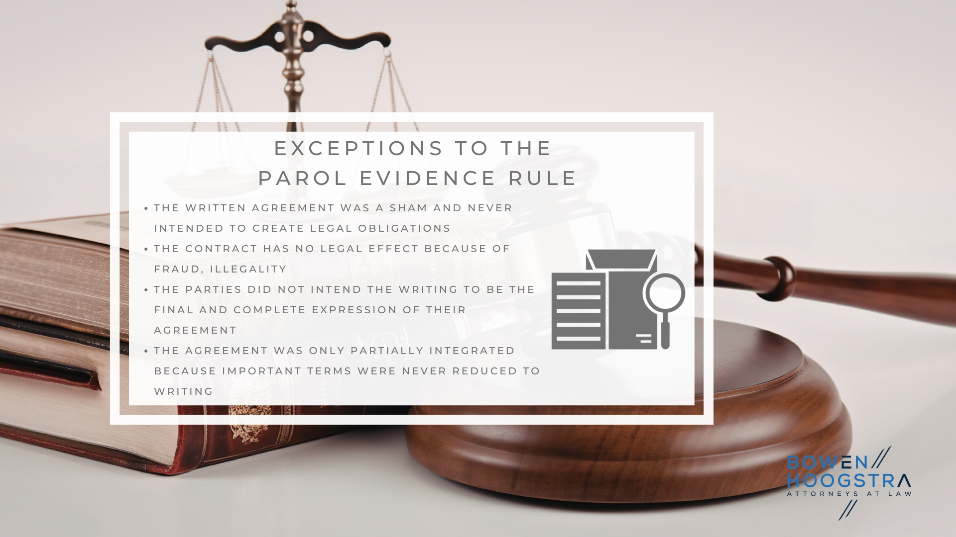 Infographic image of exceptions to the parol evidence rule