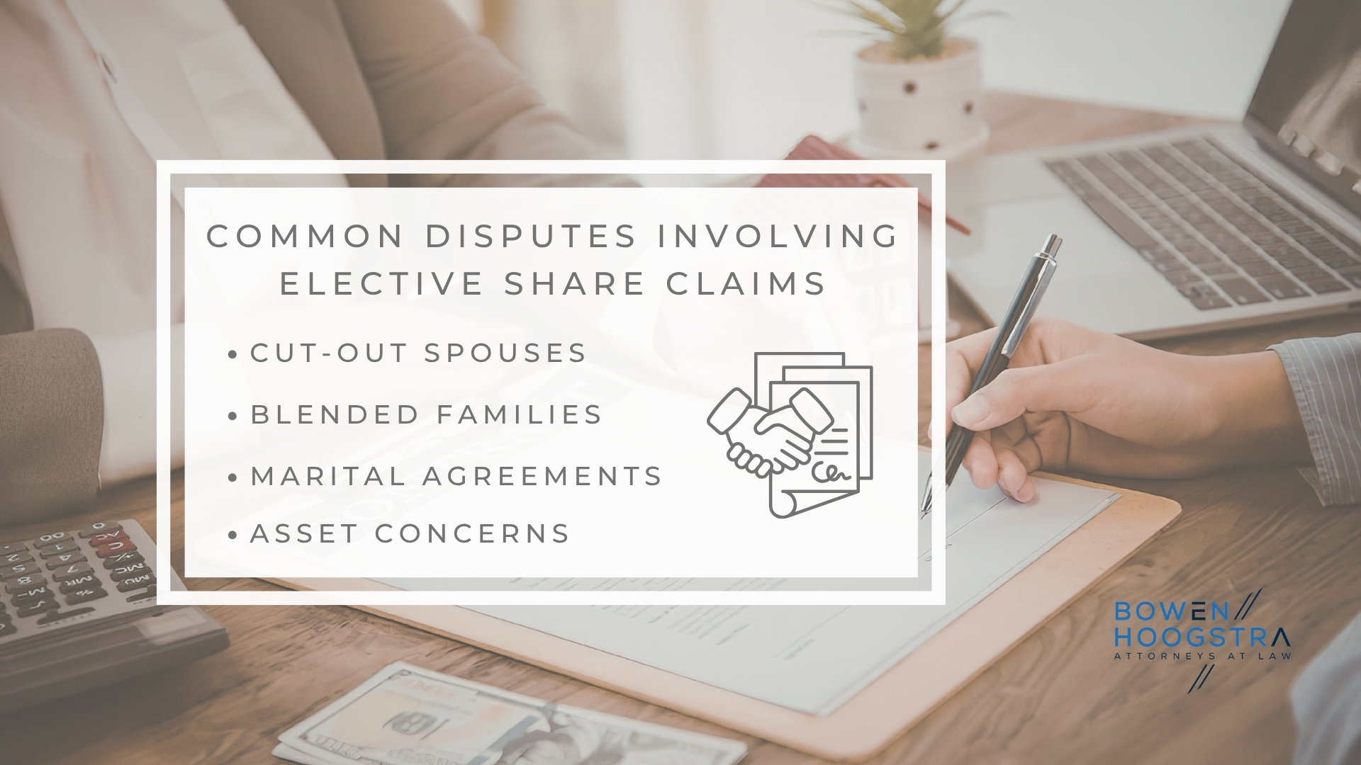 Infographic image of common disputes involving elective share claims