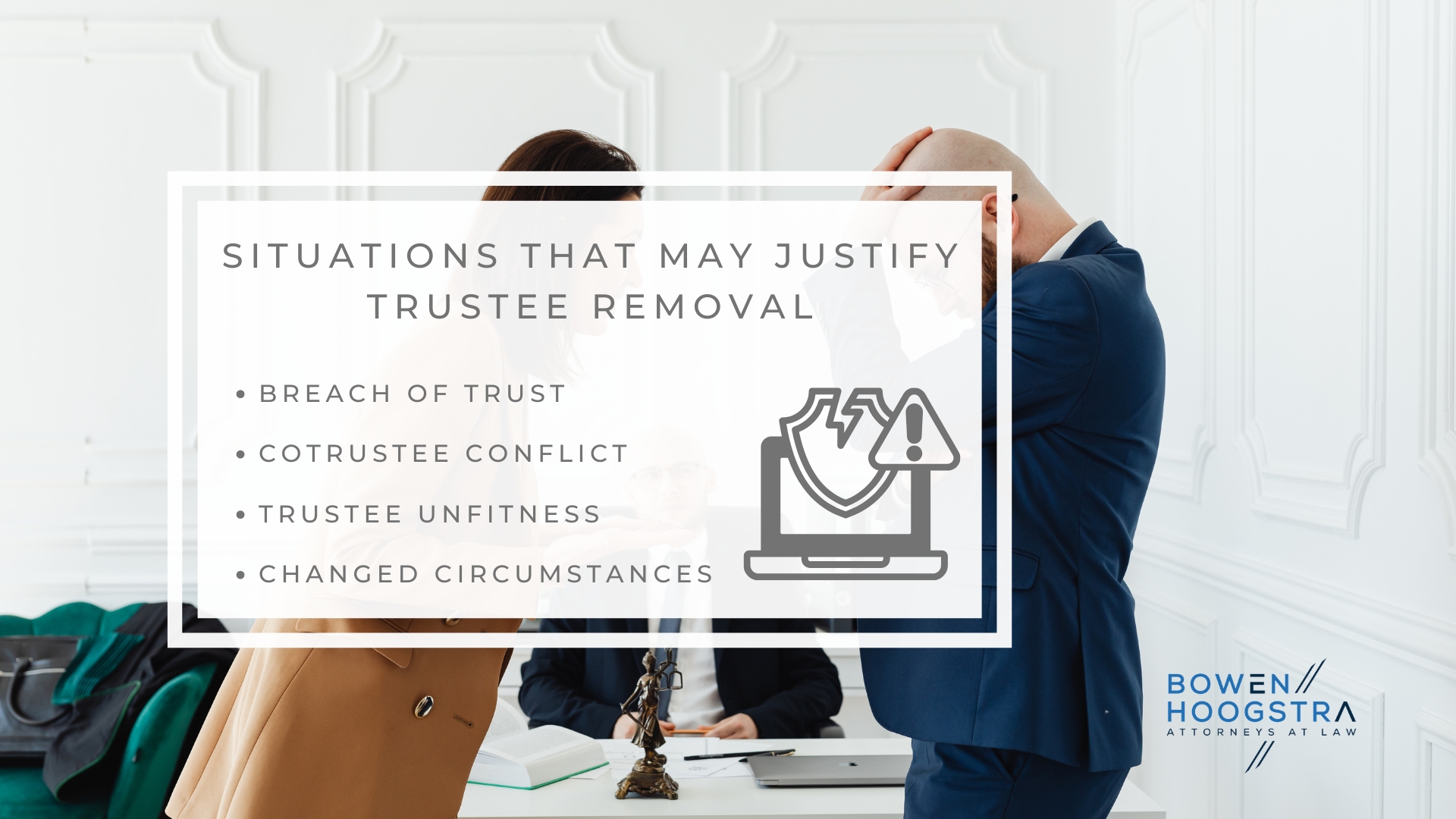 Infographic image of situations that may justify trustee removal