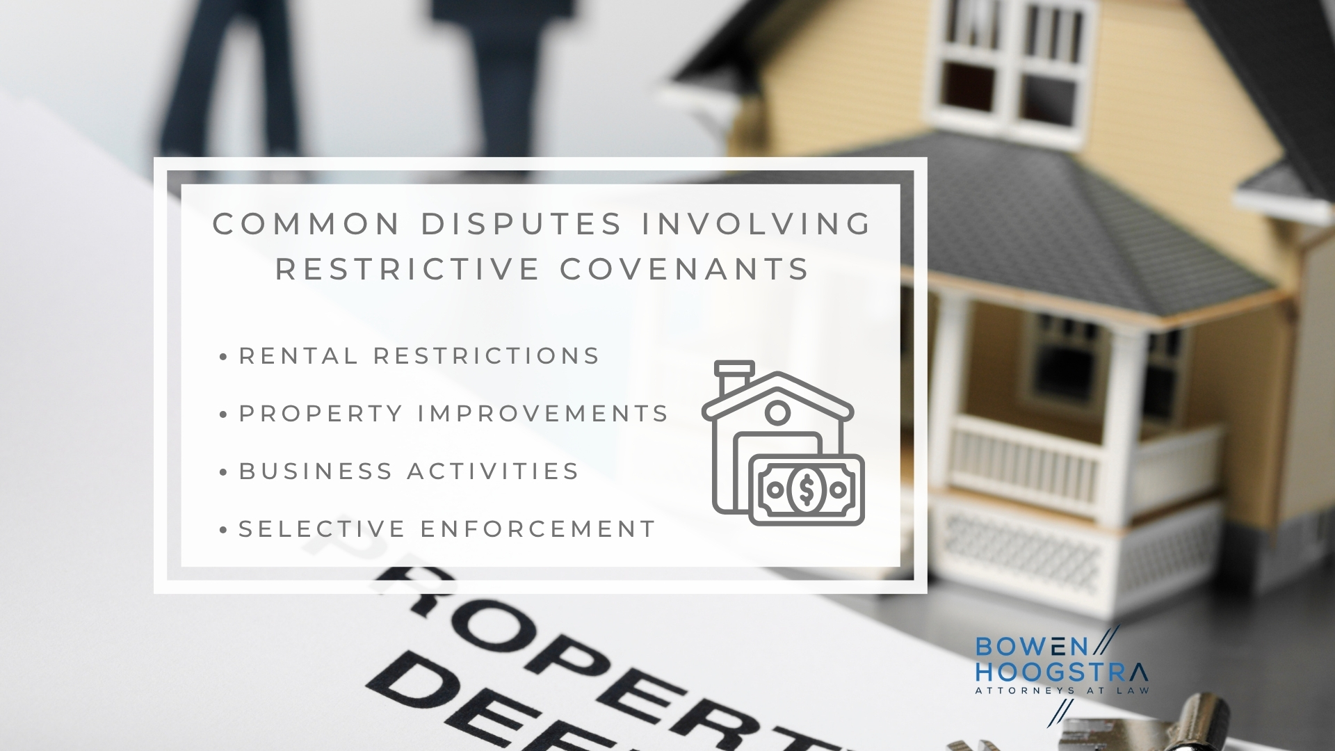 Infographic image of common disputes involving restrictive covenants