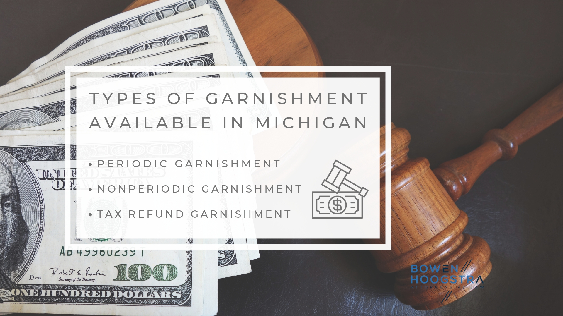 Infographic image of types of garnishment available in Michigan